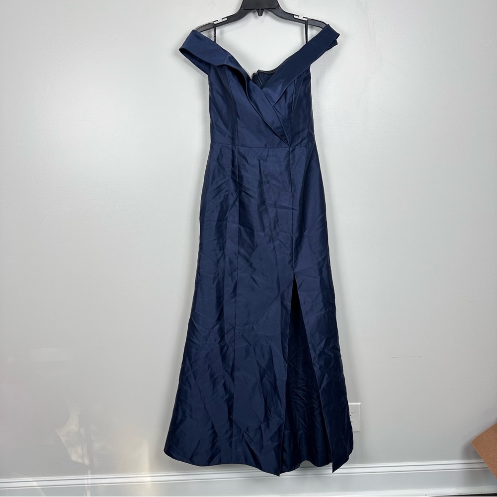 Alfred Sung D760 OFF-THE-SHOULDER TRUMPET GOWN MIDNIGHT NAVY - Picture 4 of 9